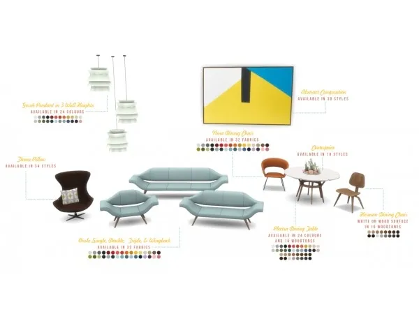 Maxis Match FUTURA LIVING RETRO FUTURISTIC LIVING AND DINING SET ic by peacemaker - The Sims 4 Custom Content