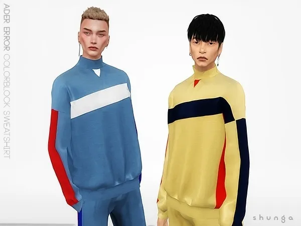 Alpha SHUNGA ADER ERROR Colorblock Sweatshirt - The Sims 4 Custom Content