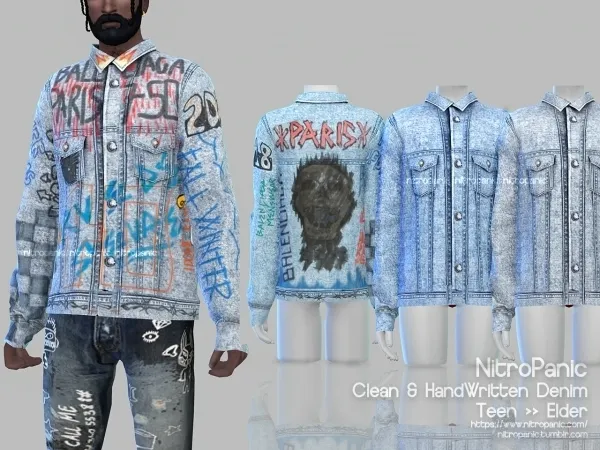 Alpha Clean Handwritten Denim - The Sims 4 Custom Content