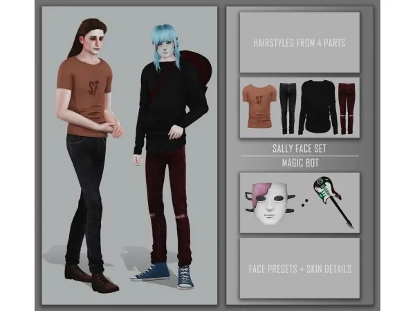 Mix Sally Face set bot by simsfinds - The Sims 4 Custom Content