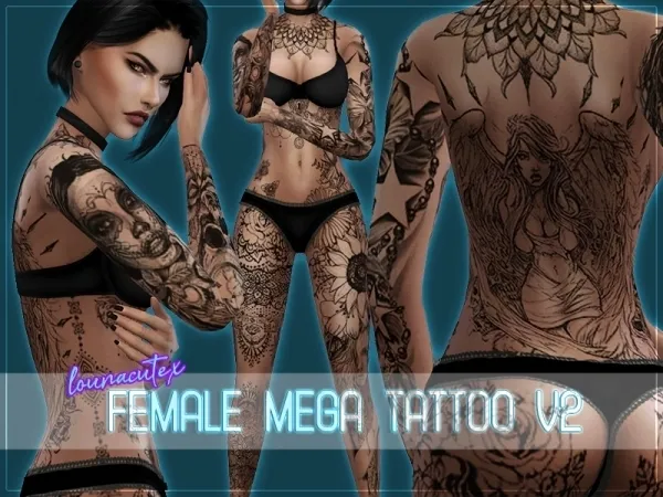 Mix Female Mega Tattoo V2 Lounacutex - The Sims 4 Custom Content