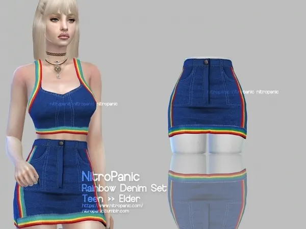 Alpha Rainbow Denim Set (BOTTOM) - The Sims 4 Custom Content