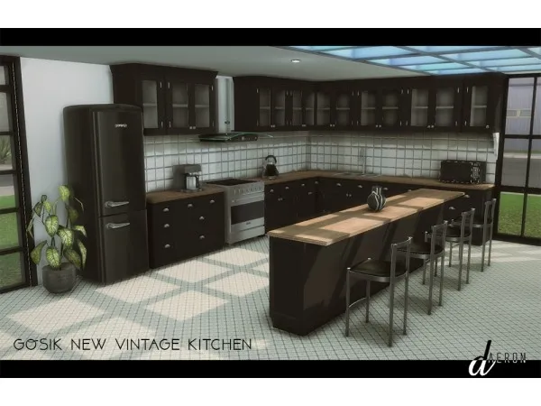 Maxis Match 3T4 Gosik New Vintage Kitchen by daer0n - The Sims 4 Custom Content