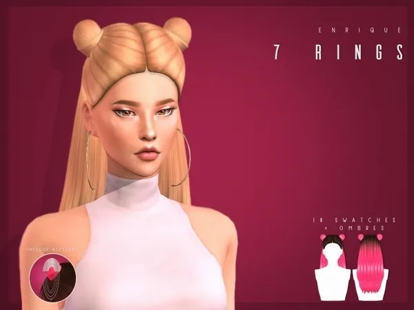 Maxis Match [EnriqueS4] 7 Rings Hairstyle - The Sims 4 Custom Content