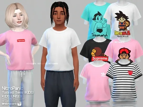Alpha Tucked Tees (Kids Unisex) - The Sims 4 Custom Content