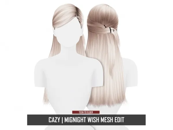 Alpha CAZY MIGNIGHT WISH HAIR MESH EDIT - The Sims 4 Custom Content