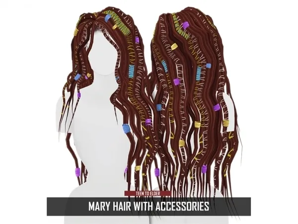 Mix MARY HAIR WITH ACCESSORIES - The Sims 4 Custom Content