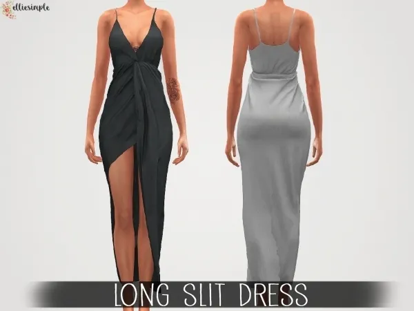 Alpha Elliesimple Long Slit Dress by elliesimple - The Sims 4 Custom Content