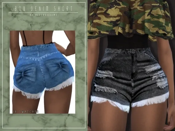 Alpha BR sims Bow Denim Short - The Sims 4 Custom Content