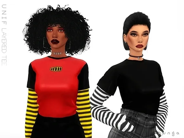 Alpha SHUNGA UNIF Layered Tee by shunga - The Sims 4 Custom Content