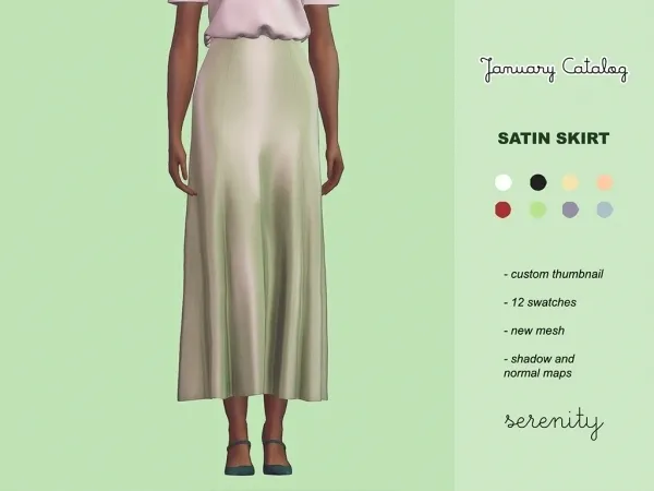 Alpha Satin Skirt by serenity-cc - The Sims 4 Custom Content