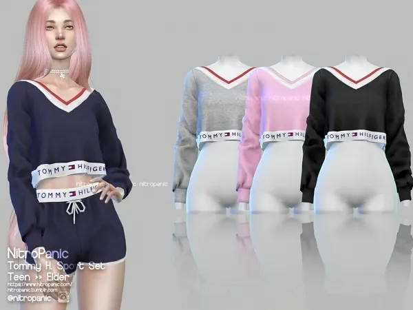 Alpha Tommy H. Sport Set (Top) by nitropanic - The Sims 4 custom content