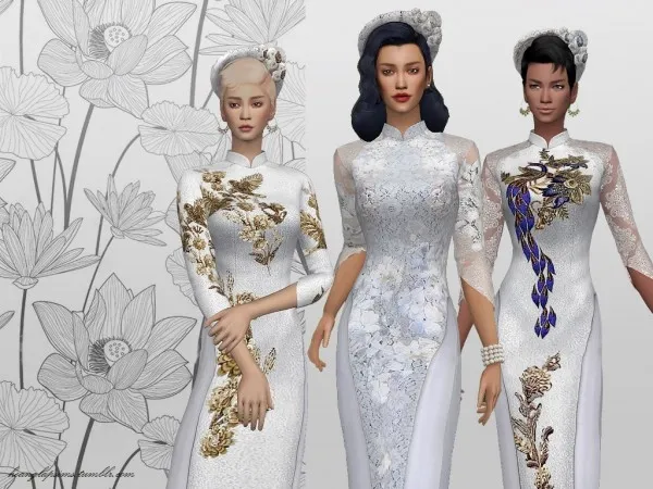 Mix Vietnamese traditional clothes by hoanglapsims - The Sims 4 Custom Content