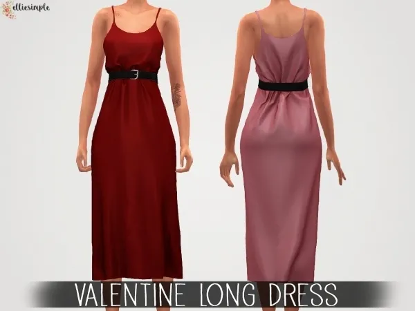 Alpha Elliesimple Valentine Long Dress by elliesimple - The Sims 4 Custom Content