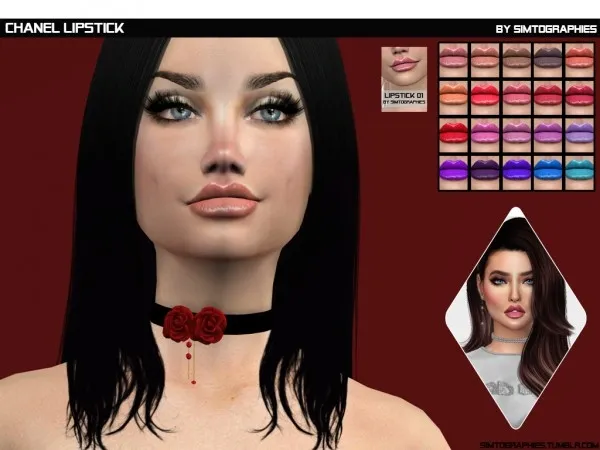 Alpha Chanel Lipstick by simtographies - The Sims 4 Custom Content