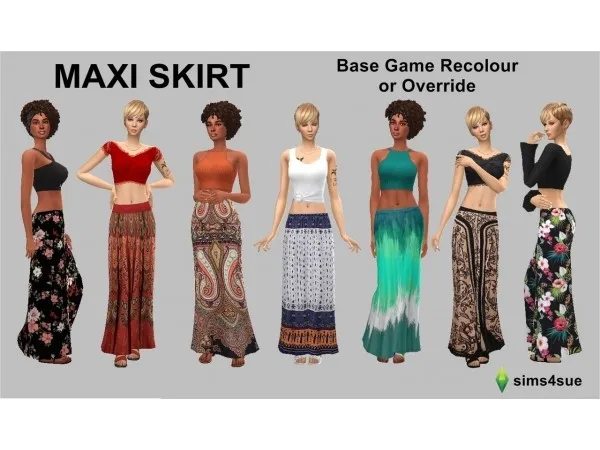 Alpha sims4sue BASE GAME MAXI SKIRT - The Sims 4 Custom Content