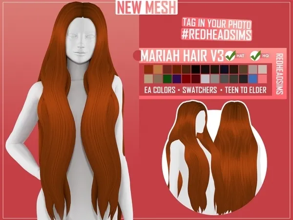 Maxis Match MARIAH HAIR V3 - The Sims 4 Custom Content