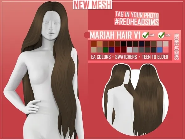 Maxis Match MARIAH HAIR V1 - The Sims 4 Custom Content