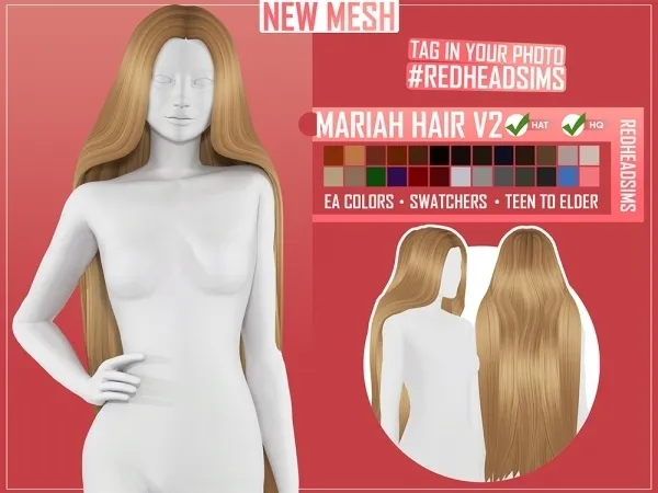 Maxis Match MARIAH HAIR V2 - The Sims 4 Custom Content