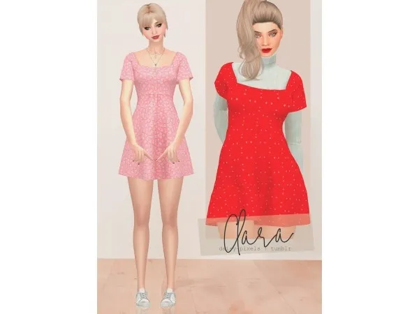 Alpha daisy pixels Clara Dress by simsfinds - The Sims 4 Custom Content
