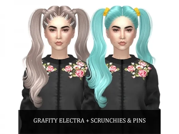 Alpha Electra Hair Scrunchies Pins - The Sims 4 Custom Content