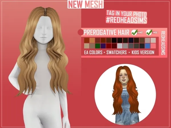 Maxis Match PREROGATIVE HAIR KIDS VERSION - The Sims 4 Custom Content