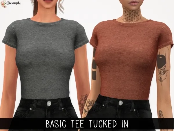 Alpha Elliesimple Basic Tee Tucked in - The Sims 4 Custom Content