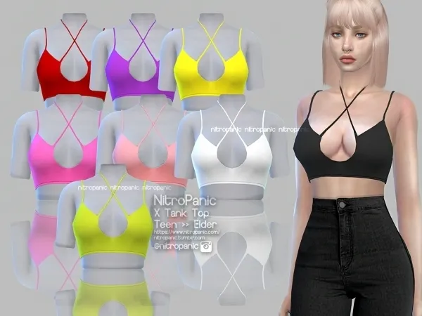 Alpha X Tank Top by nitropanic - The Sims 4 custom content