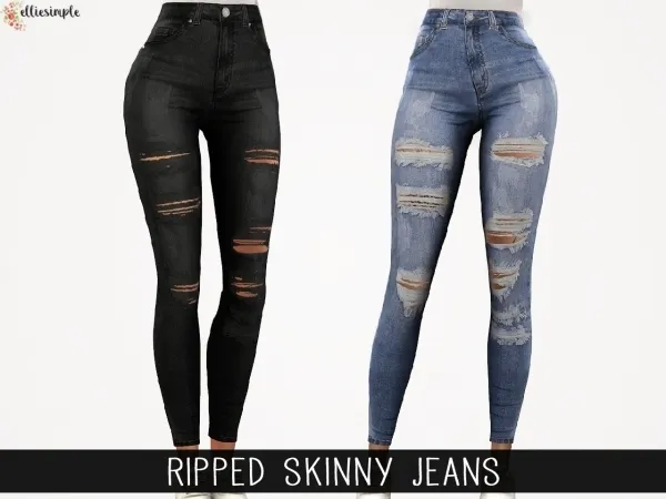 Alpha Elliesimple Ripped Skinny Jeans - The Sims 4 Custom Content