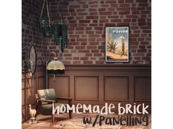 Maxis Match HOMEMADE BRICK WITH PANELLING STARBOARD WITH PANELLING by pictureamoebae - The Sims 4 Custom Content