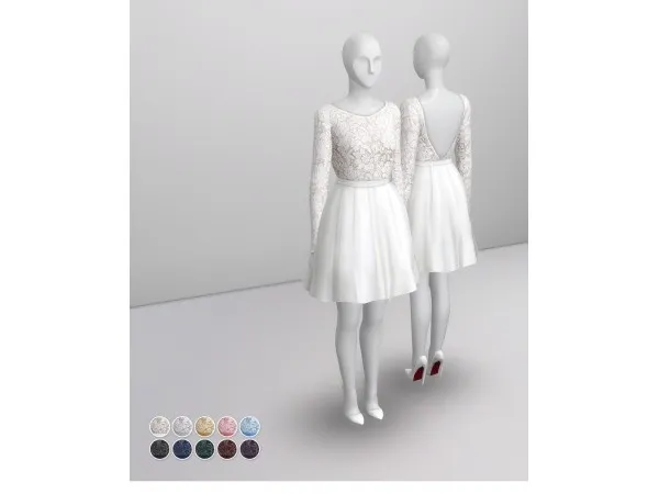 Maxis Match White Clover Embroidered Mini Dress by rusty - The Sims 4 Custom Content