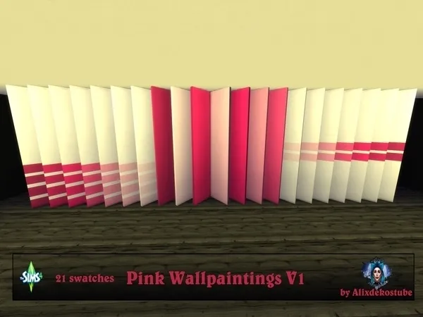 Alpha Pink Wallpaintings V1 - The Sims 4 Custom Content