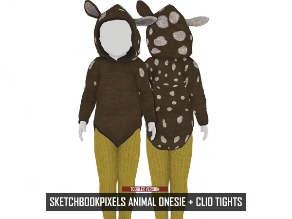 Alpha SKETCHBOOKPIXELS ANIMAL ONESIE CLIO TIGHTS - The Sims 4 Custom Content