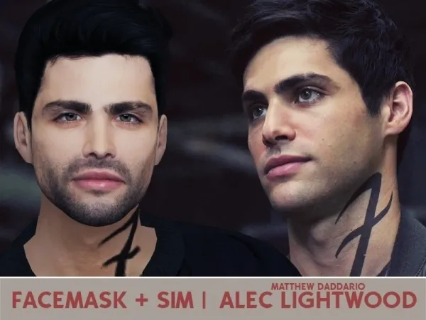 Alpha FACEMASK SIM ALEC LIGHTWOOD (MATTHEW DADDARIO) - The Sims 4 Custom Content