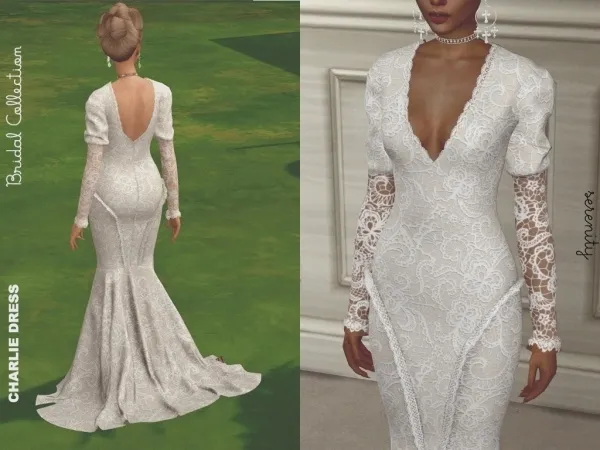 Alpha Charlie Wedding Dress - The Sims 4 Custom Content
