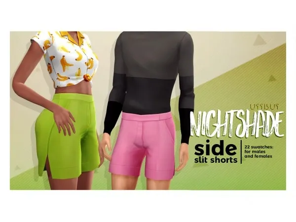 Maxis Match NIGHTSHADE side slit shorts by viiavi - The Sims 4 Custom Content
