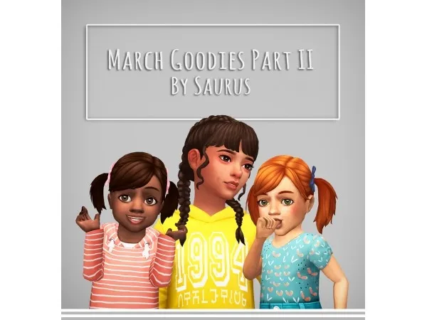 Maxis Match Mia Hair for Kids Ina Pigtails V1 V2 for Toddlers by saurussims - The Sims 4 Custom Content