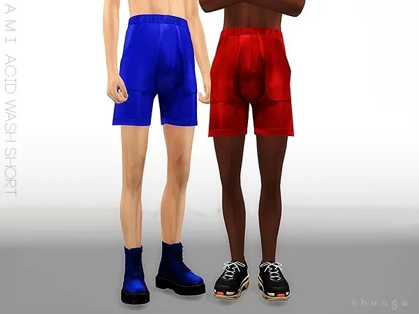 Alpha SHUNGA AMI Acid Wash Short - The Sims 4 Custom Content