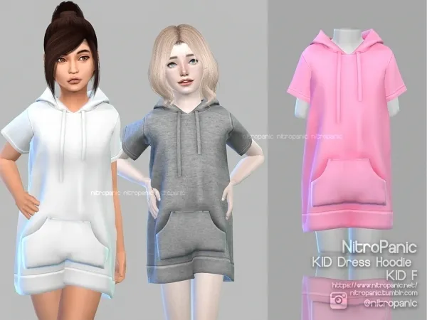 Alpha KID F Dress Hoodie by nitropanic - The Sims 4 custom content