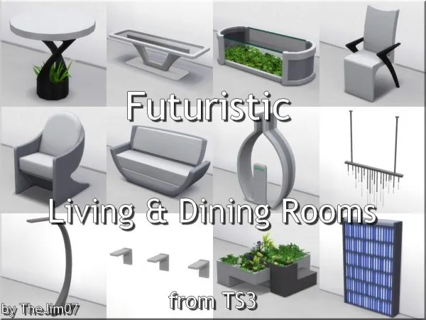 Maxis Match Futuristic Living Dining Rooms by TheJim07 - The Sims 4 Custom Content