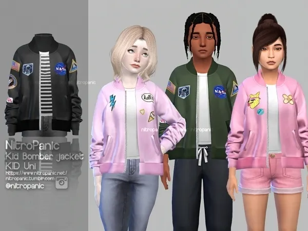 Alpha KID uni Bomber Jacket - The Sims 4 Custom Content