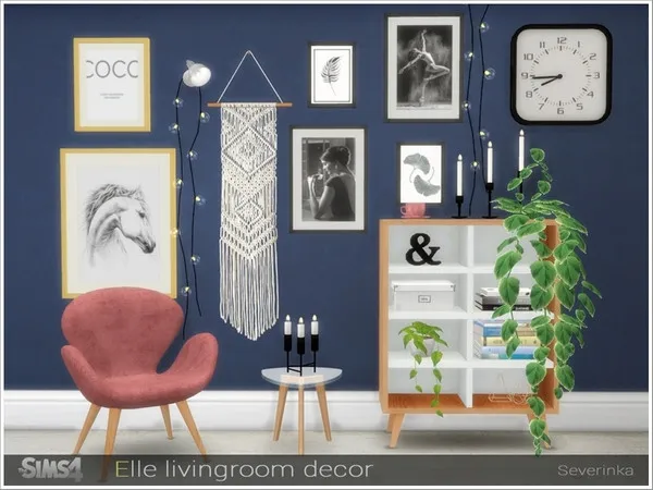 Alpha Elle livingroom decor - The Sims 4 Custom Content