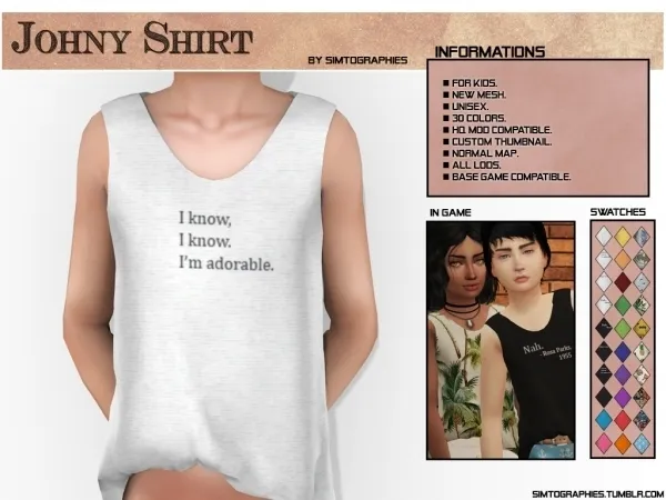 Alpha Johny Tank Top - The Sims 4 Custom Content