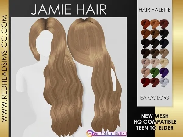 Maxis Match JAMIE HAIR by redheadsims - The Sims 4 Custom Content
