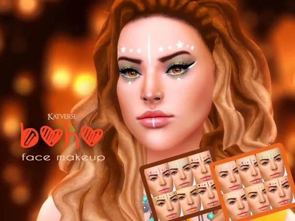Alpha katverse Boho Face makeup - The Sims 4 Custom Content