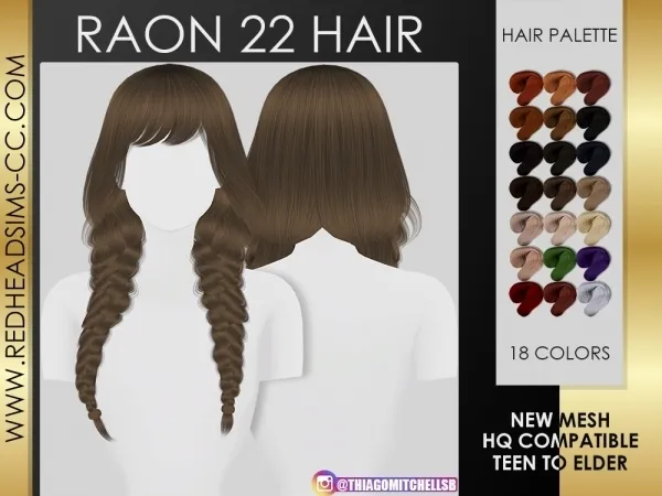 Alpha RAON 22 HAIR by redheadsims - The Sims 4 custom content