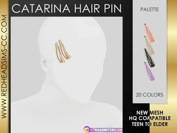 Alpha CATARINA HAIR PIN by redheadsims - The Sims 4 Custom Content