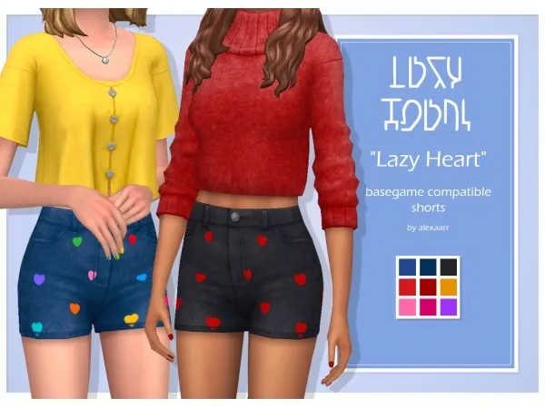 Maxis Match alexaarr Lazy Heart Shorts - The Sims 4 Custom Content