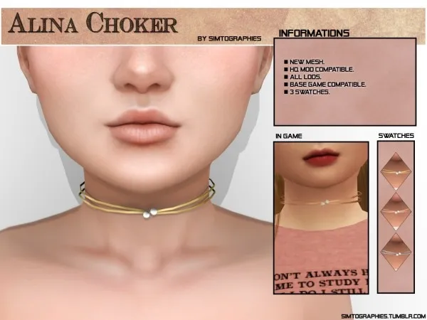 Alpha Alina Choker - The Sims 4 Custom Content