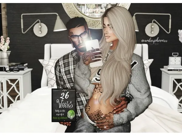 Alpha Second Trimester poses by trendingsims - The Sims 4 Custom Content